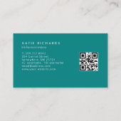 Minimalistischer Aquamariner Grüner QR-Code Visitenkarte (Rückseite)