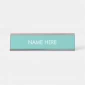 Minimalistischer aquamariner und weißer individuel schreibtischnamensplakette (Vorderseite )