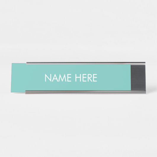 Minimalistischer aquamariner und weißer individuel schreibtischnamensplakette (Vorderseite )
