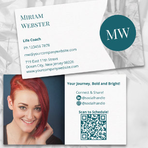 Minimalistischer Aquamariner White Life Coach Pers Visitenkarte
