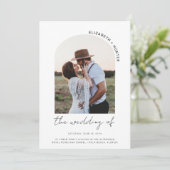 Minimalistischer Arch Frame Foto Hochzeitsstift QR Einladung (Stehend Vorderseite)