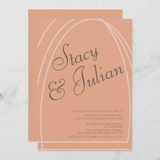 Minimalistischer Arch verdreifacht Erdtöne Bohemis Einladung (Vorne/Hinten)