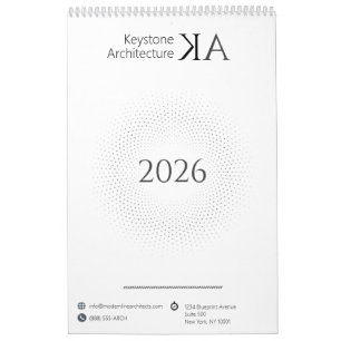 Minimalistischer Architekt Modernes Schwarz-Weiß 2 Kalender