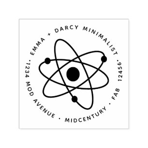 Minimalistischer Atom-Molekül im Stil der Mitte de Permastempel