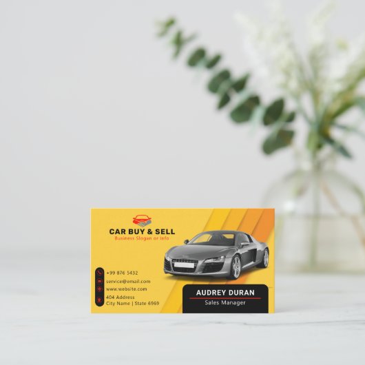 Minimalistischer Autohändler | Orange Visitenkarte (Stehend Vorderseite)