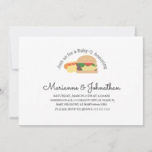 Minimalistischer Baby-Shower-BBQ-Burger-Hot-Dog Einladung