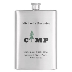 Minimalistischer Bachelor Camp Pine Tree Modernes Flachmann