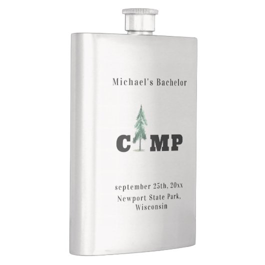 Minimalistischer Bachelor Camp Pine Tree Modernes Flachmann (Rechts)