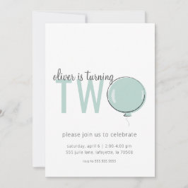 Minimalistischer Ballon Zweite Geburtstagseinladun Einladung