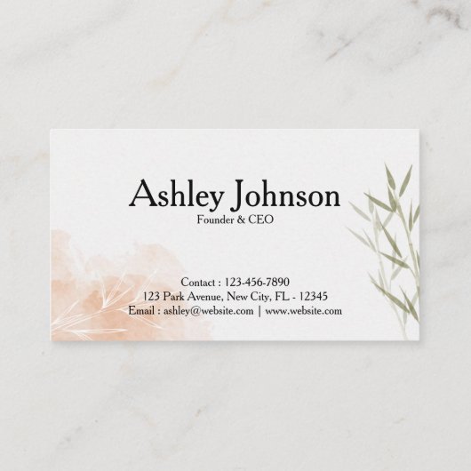 Minimalistischer Bamboo-Blumenstil Visitenkarte (Rückseite)