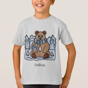 Minimalistischer Bär im Winterschneeland lustig T-Shirt