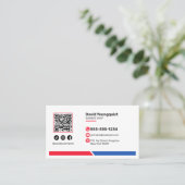 Minimalistischer Barbershop Salon Social Media QR- Visitenkarte (Stehend Vorderseite)