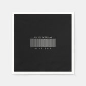 Minimalistischer Barcode-Chic: Schwarz-Weiß-Hochze Serviette (Vorderseite)