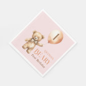 Minimalistischer Bärenrosa Girl Beary 1. Geburtsta Serviette (Ecke)