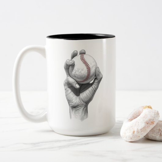 Minimalistischer Baseball Zweifarbige Tasse (Mit Donut)