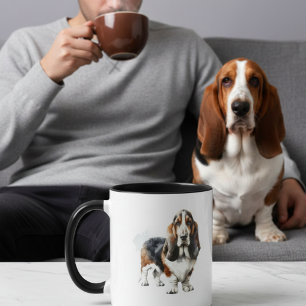 Minimalistischer Basset Hound Wasserfarben Tasse