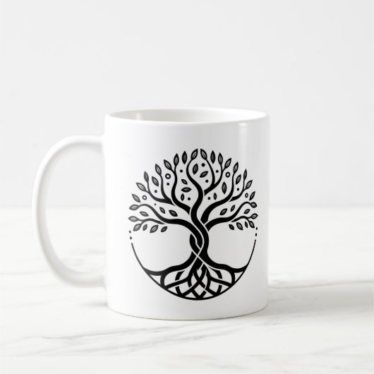 Minimalistischer Baum des Lebens Kaffeetasse (Links)