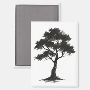Minimalistischer Baum – Naturillustration mit Tusc Magnet