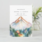 Minimalistischer bearbeitbarer Berg Save The Date (Stehend Vorderseite)