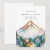 Minimalistischer bearbeitbarer Berg Save The Date (Vorne/Hinten)
