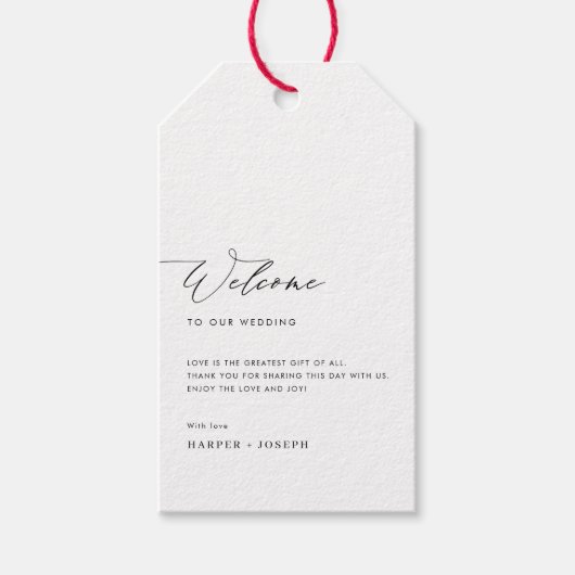 Minimalistischer Begrüßungskorb Geschenkanhänger (Vorderseite)