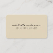Minimalistischer Beige-Cursive-Text Visitenkarte (Vorderseite)