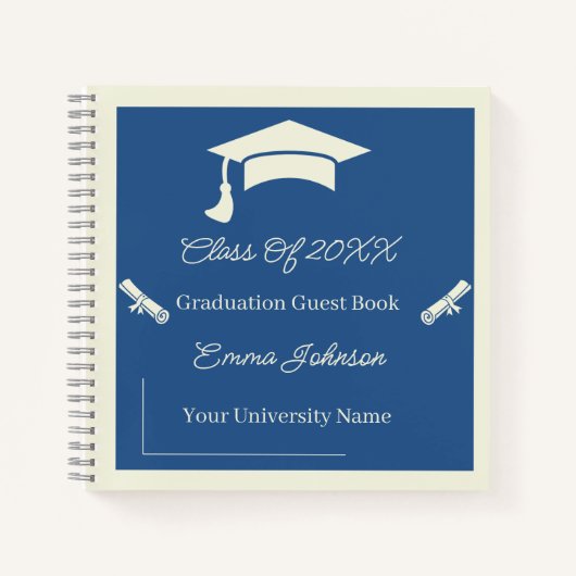 Minimalistischer Beige- und Blauer Abschluss indiv Notizblock (Vorderseite)