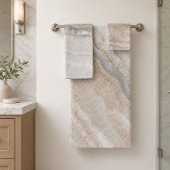 Minimalistischer, beige-weißer Marmor mit modernem Badhandtuch Set