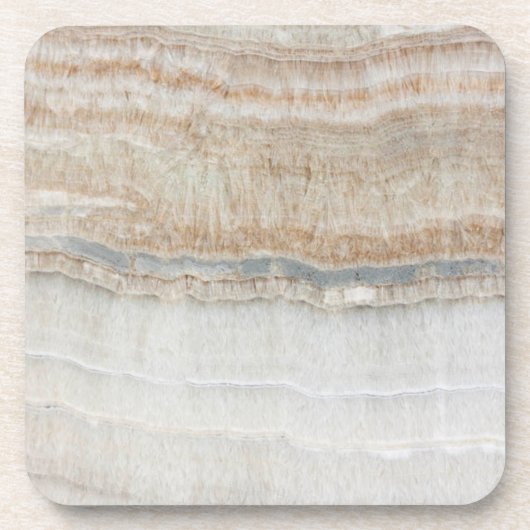 Minimalistischer, beige-weißer Marmor mit modernem Getränkeuntersetzer (Vorderseite)