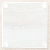 Minimalistischer, beige-weißer Marmor mit modernem Glasuntersetzer (Rückseite)