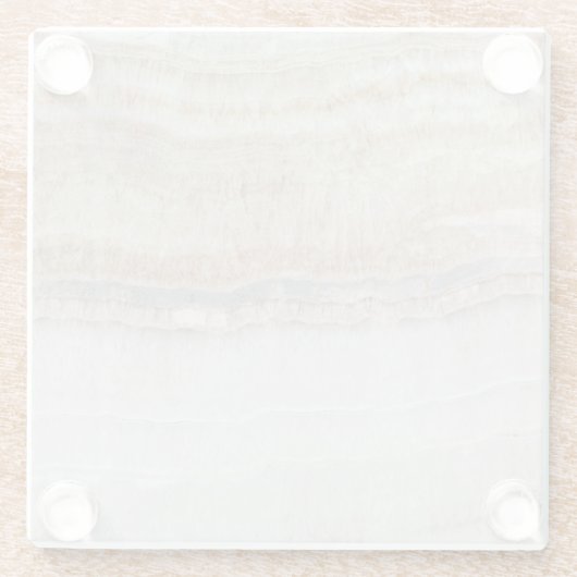 Minimalistischer, beige-weißer Marmor mit modernem Glasuntersetzer (Rückseite)