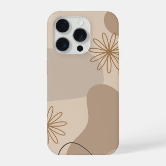 Minimalistischer beiger floraler abstrakter Handyh iPhone 15 Pro Hülle