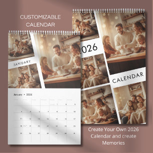Minimalistischer benutzerdefinierter Familienfoto- Kalender