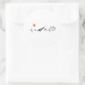 minimalistischer Berg Runder Aufkleber (Tasche)