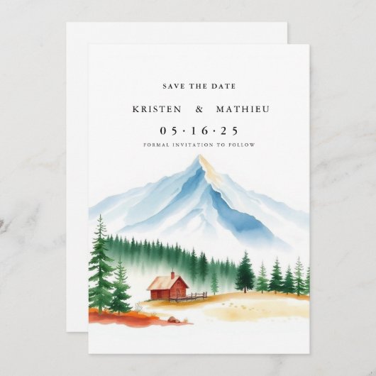 Minimalistischer Berg Save The Date (Vorne/Hinten)