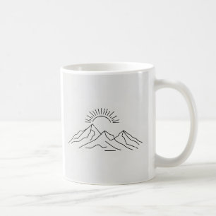 Minimalistischer Bergsonnenaufgang Line-Art-Tass Kaffeetasse
