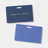Minimalistischer Beruflicher blauer Farbname Ausweis (Vorder- & Rückseite)