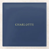 Minimalistischer Beruflicher blauer Farbname Glasuntersetzer (Vorderseite)