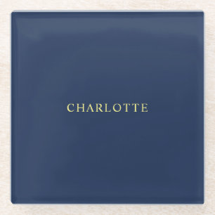 Minimalistischer Beruflicher blauer Farbname Glasuntersetzer