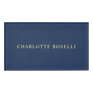 Minimalistischer Beruflicher blauer Farbname Namenschild