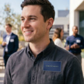 Minimalistischer Beruflicher blauer Farbname Namenschild