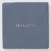 Minimalistischer Beruflicher blauer Farbname Steinuntersetzer (Vorderseite)