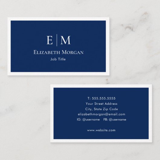 Minimalistischer Beruflicher blauer Navy-White-Bus Visitenkarte (Vorne/Hinten)