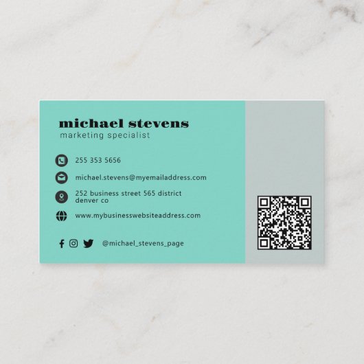 Minimalistischer beruflicher Firmenname QR-Code Visitenkarte (Rückseite)