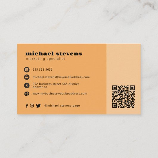 Minimalistischer beruflicher Firmenname QR-Code Visitenkarte (Rückseite)