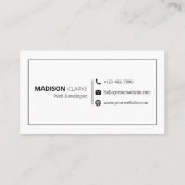 Minimalistischer Beruflicher Freiberufler QR Code Visitenkarte (Rückseite)