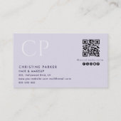 Minimalistischer beruflicher Haar-Monogramm-Qr-Cod Visitenkarte (Rückseite)