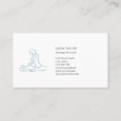 Minimalistischer Beruflicher Massagetherapeut Blue Visitenkarte (Rückseite)