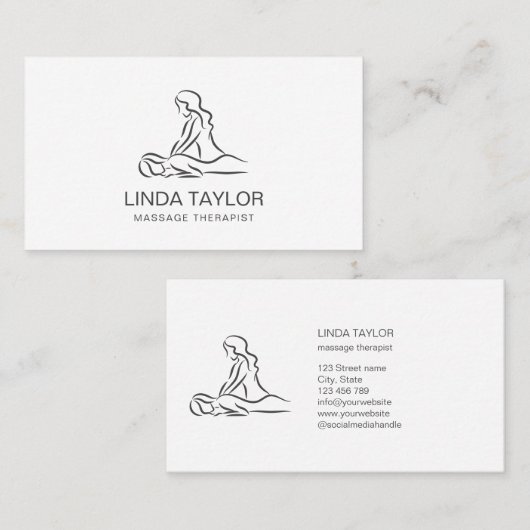 Minimalistischer Beruflicher Massagetherapeut Visitenkarte (Vorne/Hinten)