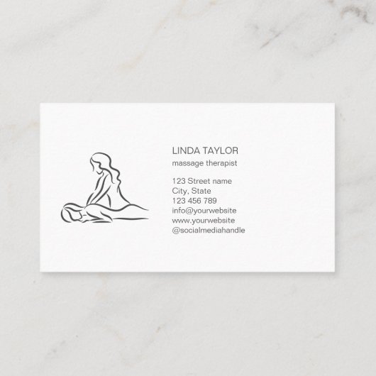 Minimalistischer Beruflicher Massagetherapeut Visitenkarte (Rückseite)
